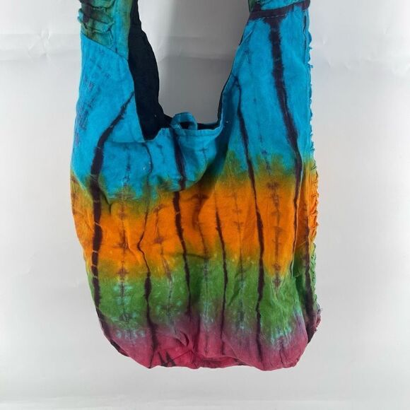 Rising International Women's Sling Shoulder Bag Tie Dye Boho Rainbow Ruffled - Picture 12 of 14